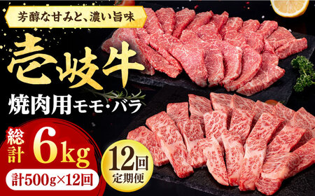 [全12回定期便] 壱岐牛 焼肉用 モモ・バラ(カルビ) 500g[壱岐市][株式会社イチヤマ][JFE082] 冷凍配送 黒毛和牛 A5ランク 定期便 肉 牛肉 焼肉 焼き肉 モモ バラ カルビ BBQ 赤身 252000 252000円 九州