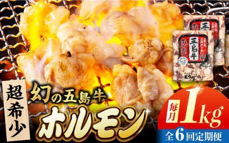 【6回定期便】幻の五島牛ホルモン 1kg 味無し 五島市/ごとう農業協同組合[PAF092]