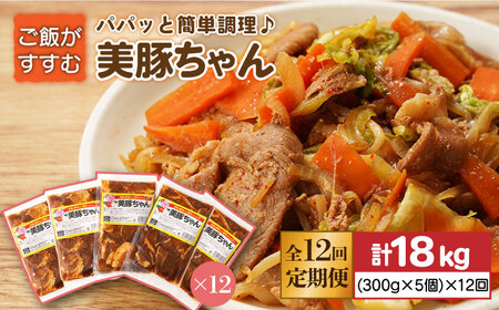 [全12回定期便] 美豚ちゃん 300g×5個セット 豚丼 どんぶり 冷凍食品 レトルト [長崎フードサービス] [PEL010] 簡単 調理 豚肉 豚 レトルト パック 小分け 国産 焼肉 加工 肉