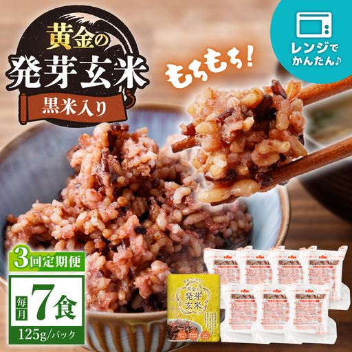 [3回定期便][農家のこだわり米]黄金の発芽玄米 黒米入り 125g×7食[AgriBaseさいかい]