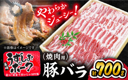 [ 訳あり ] 焼肉 用 豚バラ 長崎 うずしおポーク 豚バラ( 焼肉 用)700g[スーパーウエスト][CAG019] 長崎 西海 豚 ブランド豚 バラ BBQ ブランド バラ BBQ 