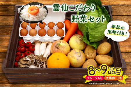 雲仙こだわり野菜セット 野菜・フルーツ8?9品目+太陽卵10個 詰め合わせ [吉岡青果 長崎県 雲仙市 item1275] 野菜 フルーツ 卵 セット 旬の野菜