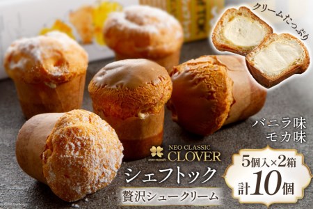 シュー菓子 シェフトック5個×2箱 計10個 冷凍 おやつ デザート ギフト [ネオクラシッククローバー 長崎県 雲仙市 item1194]
