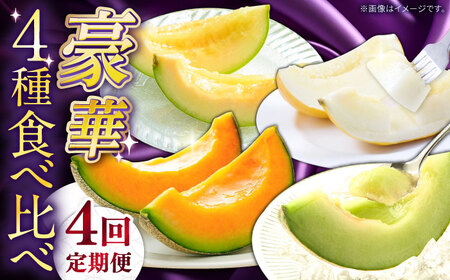 【2026年4月下旬?発送】【4回定期便】メロン 4種 食べ比べ / プリンスメロン イエローキング タカミレッド タカミメロン / メロン めろん フルーツ 果物 / 南島原市 / 南島原果物屋[SCV045]