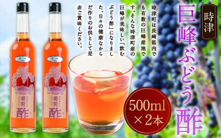 [時津町産巨峰使用]飲むぶどう酢 500ml×2本 計1L フルーツ酢