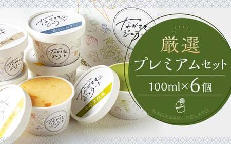 厳選プレミアムセット 100ml×6個 / ジェラート詰め合わせ (ミルク・ピスタチオ・ダークチョコ・そのぎ抹茶"極濃"・季節限定) 大衆割烹樋口 「ながさきジェラート」 アイス ひぐち 長崎