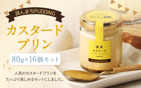 【2026年5月発送】カスタードプリン 80g×16個 セット 浜んまちPUDDING