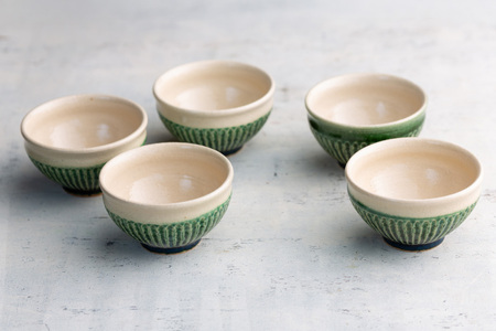 織部 茶器 汲出し湯呑み 5個セット 織部釉 [抱星窯 長崎県 東彼杵町 hs42bag390008]