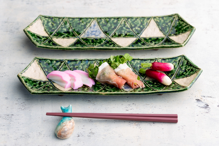 織部 皿 変形六角長皿 ペア 織部釉 [抱星窯 長崎県 東彼杵町 hs42bag390010]