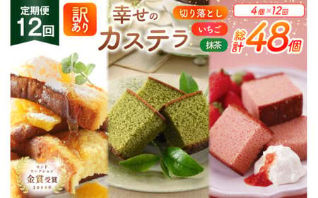 カステラ 訳あり 切り落とし 定期便 幸せのカステラ 0.6号 310g 2種 抹茶 いちご 各1本 カステラ 切り落とし 1パック 250g 計870g 12回 総計10.44kg [長崎カステラセンター心泉堂 長崎県 東彼杵町 hs42bag180043] 和菓子 かすてら 長崎 お菓子 おやつ