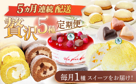 [5回定期便]焼き菓子・スイーツ贅沢5種定期便(ババロアケーキ・ロールケーキ2種・レモンケーキ・ハートケーキ・クランベリーレアチーズケーキ)/ ばばろあ フルーツケーキ ふるーつけーき ロールケーキ チーズケーキ ベリーケーキ けーき チョコケーキ チョコレートケーキ プリン プリン スイーツ 生チョコ キャラメル 