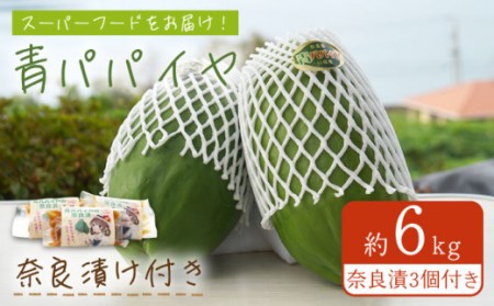 青パパイヤ 6kg&青パパイヤの奈良漬3個[OBM003]漬物 野菜