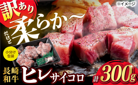 [訳あり]長崎和牛 ヒレ サイコロステーキ 計300g以上[肉のマルシン] [FG46] 牛肉 希少部位 ヒレ ヒレ肉 ヒレステーキ サイコロステーキ ひれ