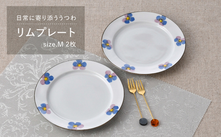 【波佐見焼】リムプレートM パンジー 2枚 セット 【トーエー】[QC78]