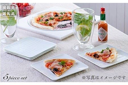 [波佐見焼]白磁手彫 銘々皿 角皿 プレート 5点セット 食器 皿 [一真陶苑][BB33] 波佐見焼