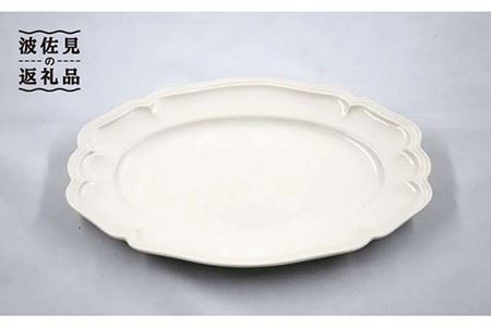 [波佐見焼]フレーム オーバル プレート オフホワイト M 2枚セット 食器 皿 [堀江陶器] [JD153] 波佐見焼