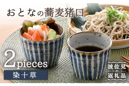 [波佐見焼]おとなの 蕎麦猪口 そばちょこ (染十草) 2個セット 食器 皿 [大桂工房] [GD29] 波佐見焼