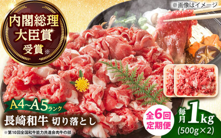 【6回定期便】A4-A5 長崎和牛 切り落とし (500g×2）[DBS055]