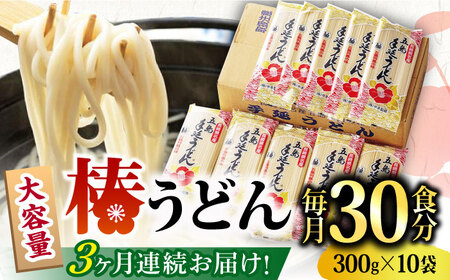 [全3回定期便]椿うどん300g×10袋 五島うどん 保存食[中本製麺][RAO016] うどん 五島うどん 麺 うどん 五島うどん 麺 うどん 五島うどん 麺 うどん 五島うどん 麺九州 長崎