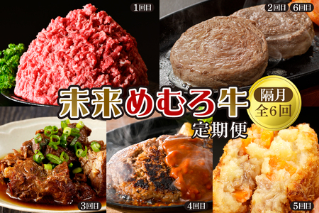 [隔月6回コース定期便]未来めむろ牛定期便 牛肉 ビーフ ひき肉 挽肉 ステーキ 煮込み 牛すじ煮込み ハンバーグ コロッケ北海道 芽室町 me000-030-k6c