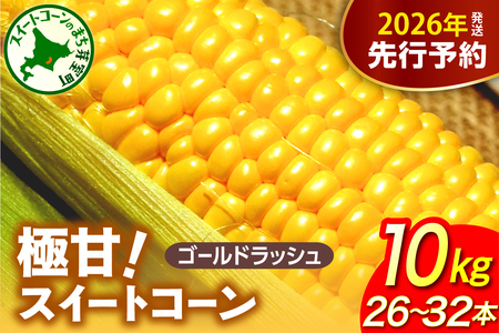 [先行受付][2026年8月上旬〜8月中旬頃発送]北海道十勝芽室町 ファームミリオンの極甘スイートコーン 10kg ゴールドラッシュ とうきび コーン お取り寄せ 産地直送 送料無料 国産 北海道 十勝 芽室町 me016-017c-26
