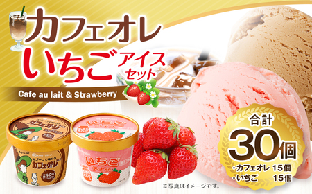 弘乳舎 カフェオレアイス 15個 いちごアイス 15個 セット 合計30個 合計3.3L アイスクリーム カップアイス アイス 大容量 ファミリーパック