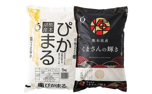 [令和7年産] 熊本県産お米食べ比べセット ( ぴかまる5kg ・ くまさんの輝き5kg各1袋ずつお届け ) ×2袋 [2026年8月下旬迄順次発送予定] お米 食べ比べ 粘り 食感 米 こめ コメ ご飯 白米 白飯 国産 熊本県産 料理