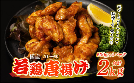 国産 若鶏唐揚げ カレー味 2kg(500g×4パック)