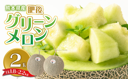 [先行予約]熊本県産 肥後グリーンメロン 2玉 (1玉1.8kg〜2.2kg) メロン 果物 フルーツ[2024年6月上旬より順次発送]