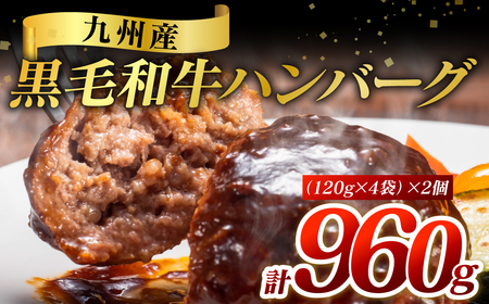 九州産 黒毛和牛ハンバーグ 960g (120g×8個)