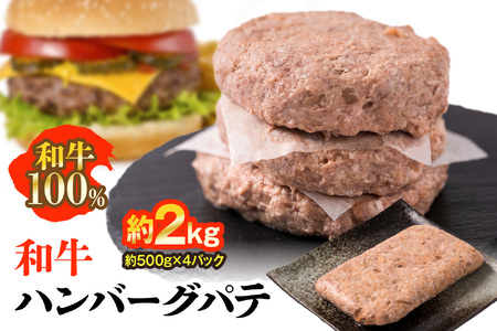 九州産 和牛ハンバーグ パテ 計約2kg(約500g×4パック)