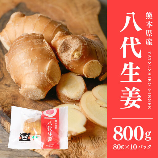 八代生姜80g×10パック 合計800g しょうが ショウガ ガリ ジンジャー 野菜 食品 薬味 生姜焼き しょうが焼き 温活 冷え性 対策 熊本県 八代市 東陽町 産地直送 国産