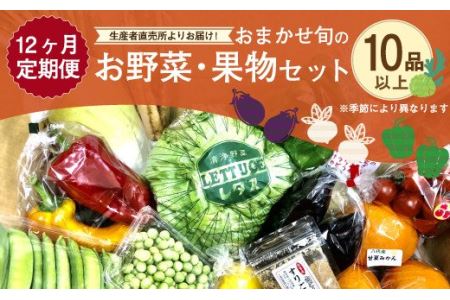 【定期便 毎月12ヶ月】生産者直売所発！おまかせ旬のお野菜・果物セット！