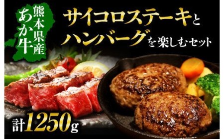 熊本県産 あか牛 を堪能! サイコロステーキ と ハンバーグ を楽しむセット 合計1,250g