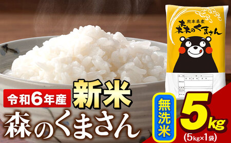 令和6年産 無洗米 森のくまさん 5kg × 1袋 熊本県産 単一原料米 森くま[7-14日以内に出荷予定(土日祝除く)]送料無料 美味しい米 お米 熊本県産米 くまもと米