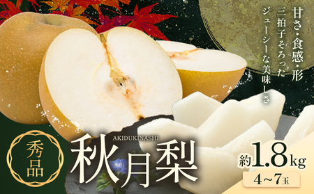 梨 秀品 秋月梨 約1.8kg(4〜7玉) 日本フルーツ[8月下旬-9月末頃出荷]熊本県 荒尾市 なし 梨 果物 フルーツ デザート ギフト ご贈答