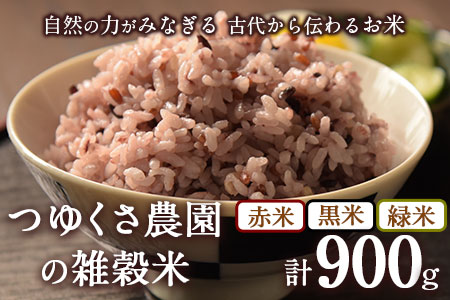 雑穀米 (赤米/黒米/緑米) 900g 熊本県荒尾市産 つゆくさ農園 [30日以内に出荷予定(土日祝除く)] 米 健康米 ブレンド米