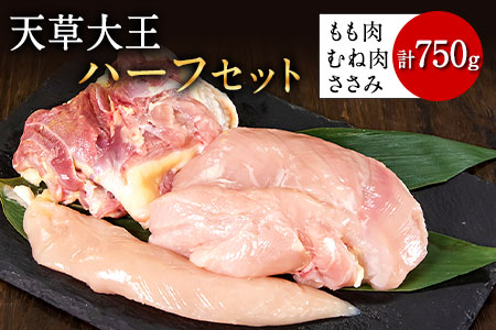 天草大王　ハーフセット 約750g【幻の地鶏】もも・むね・ささみ各1枚 熊本県産 荒尾市《60日以内に出荷予定(土日祝除く)》