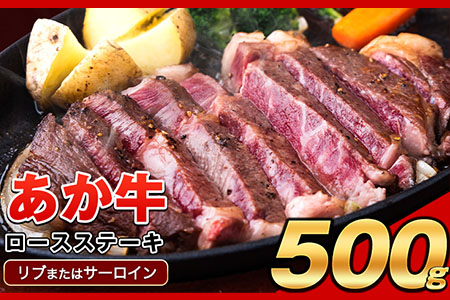 あか牛(褐毛和種)ロースステーキ (リブまたはサーロイン) 250g×2 500g 熊本県産 肉 和牛 牛肉 赤牛 あかうし リブロース サーロイン 冷凍[30日以内に出荷予定(土日祝除く)]