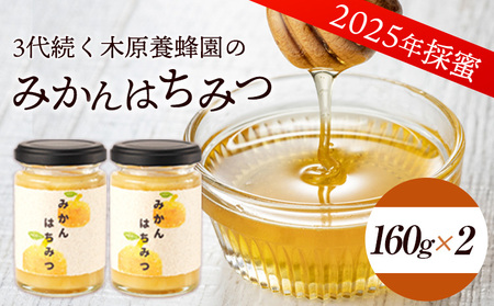 はちみつ 蜂蜜 みかんはちみつ 320g 160g×2本セット[30日以内に出荷予定(土日祝除く)] ミカン 蜜柑 蜂蜜 熊本県荒尾市産 純粋蜂蜜 木原養蜂園 美味しいみかん 旬のみかん ジューシーみかん フルーツみかん