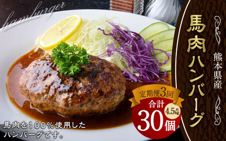 [定期便3回] 馬肉ハンバーグ 約150g×10個 計約4.5kg 馬 熊本 冷凍 小分け[C39Z3]