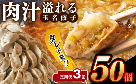 【定期便3回】タレ不要！！ 肉汁 溢れる『 玉名餃子 』 50個 | 餃子 ぎょうざ お手軽 小分け 冷凍 冷凍食品 おかず 豚肉