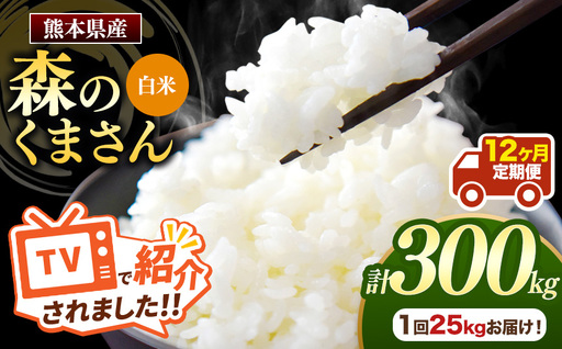 【 定期便 12回 】 熊本県産 白米 森のくまさん 25kg