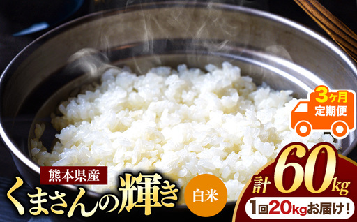 【定期便3回】熊本県産 白米 くまさんの輝き 20kg