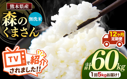 【 定期便 12回 】 熊本県産 無洗米 森のくまさん 5kg