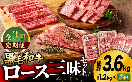 [3回定期便]九州産 藤彩牛 ロース 三昧セット [ZDT039] 冷凍 国産 牛肉 やきにく 焼肉 ステーキ サーロイン 定期