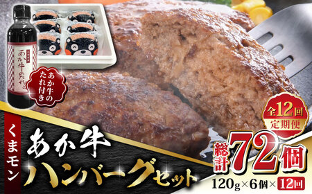 [数量限定][全12回定期便]くまモン あか牛 ハンバーグ セット 120g×6個[有限会社 三協畜産] ハンバーグ セット くまモン 定期 定期便 