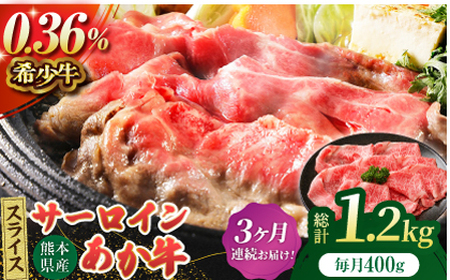 [3回定期便]あか牛サーロイン スライス 約400g(約200g×2pc)[吉里精肉]