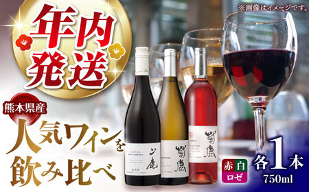 [年内発送は12月21日ご入金分まで!] 菊鹿シャルドネ&菊鹿カベルネクレーレ2023&山鹿マスカットベーリーA2024 ワイン3本セット 化粧箱付[菊鹿ワイナリー]