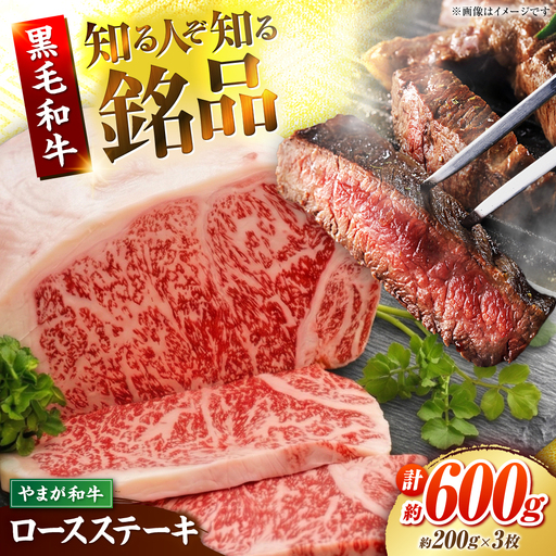 やまが和牛 ステーキ ロース 約200g×3枚 黒毛和牛 和牛 牛肉 お肉 肉 【鹿本農業協同組合】[ZAG020]